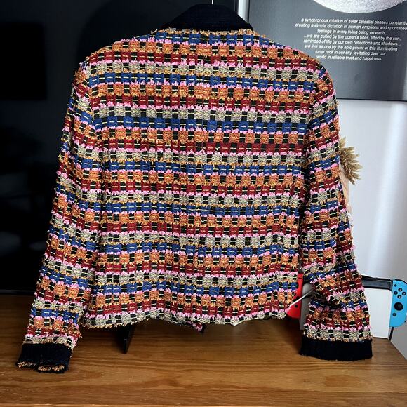 Zara Rainbow New Tweed Cropped blazer jacket size L viscose - Picture 7 of 8